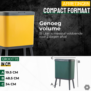 Prullenbak op Pootjes 15L - Mint Groen