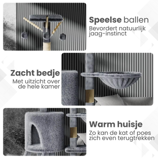 Krabpaal 148cm - Grijs