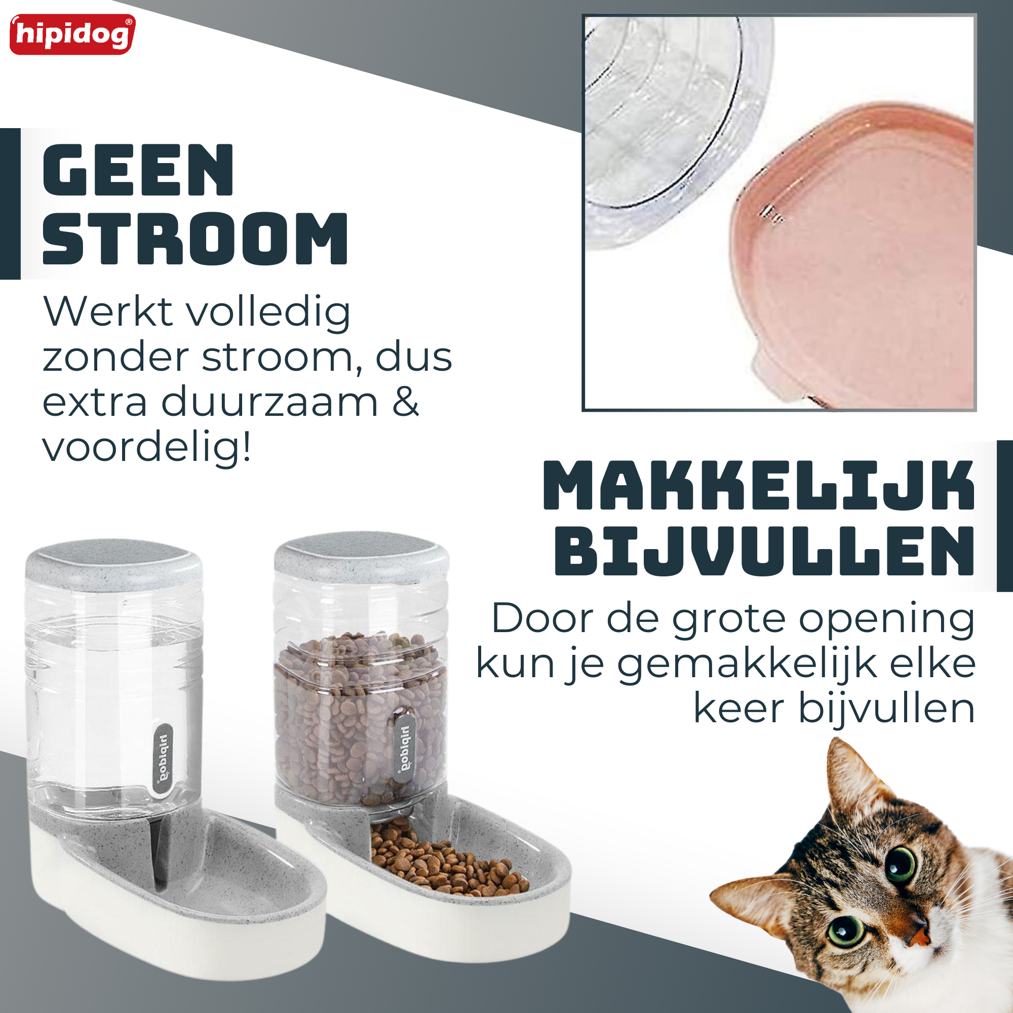 Hipidog Voerbak Grijs
