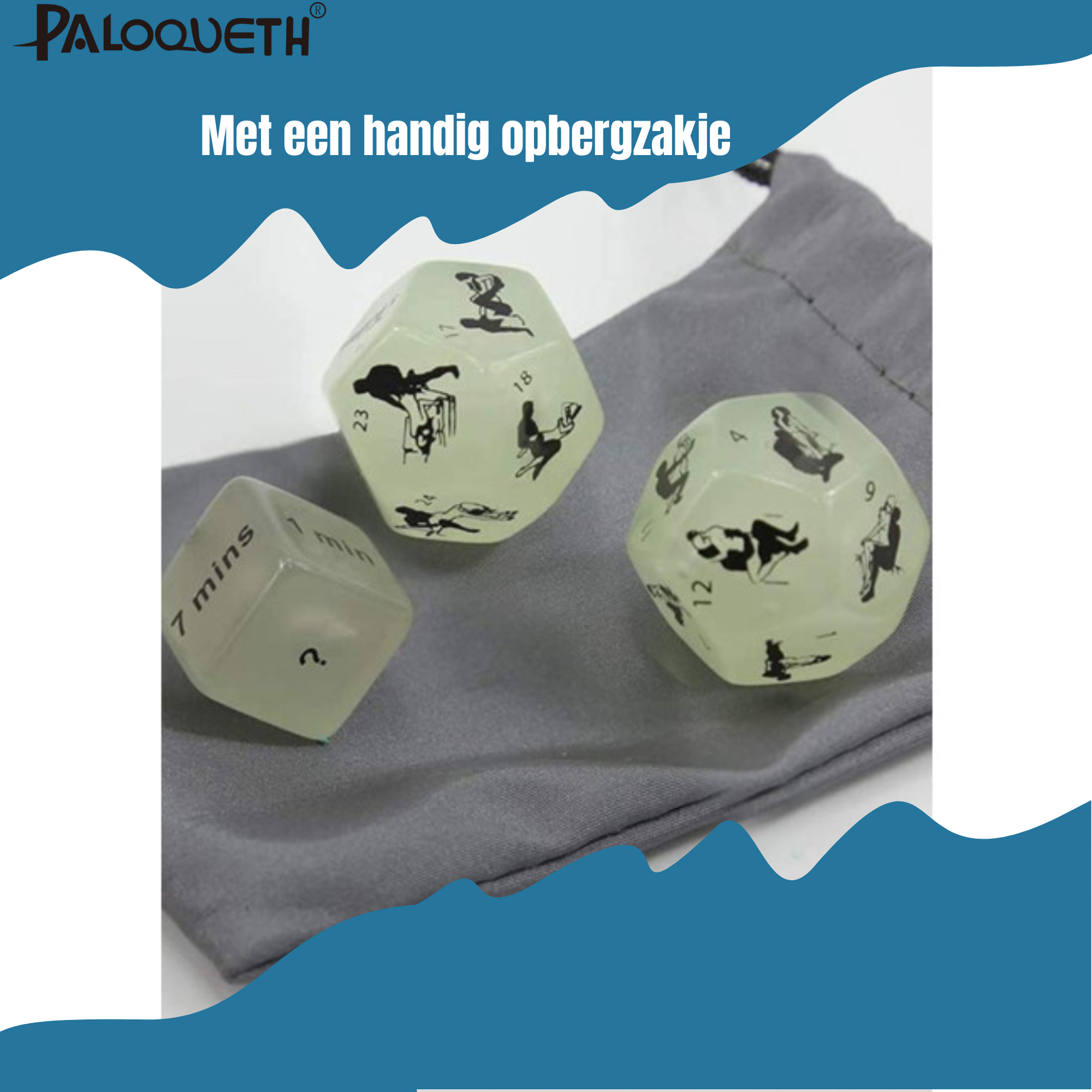 Erotische Dobbelsteenset - Glow in the dark