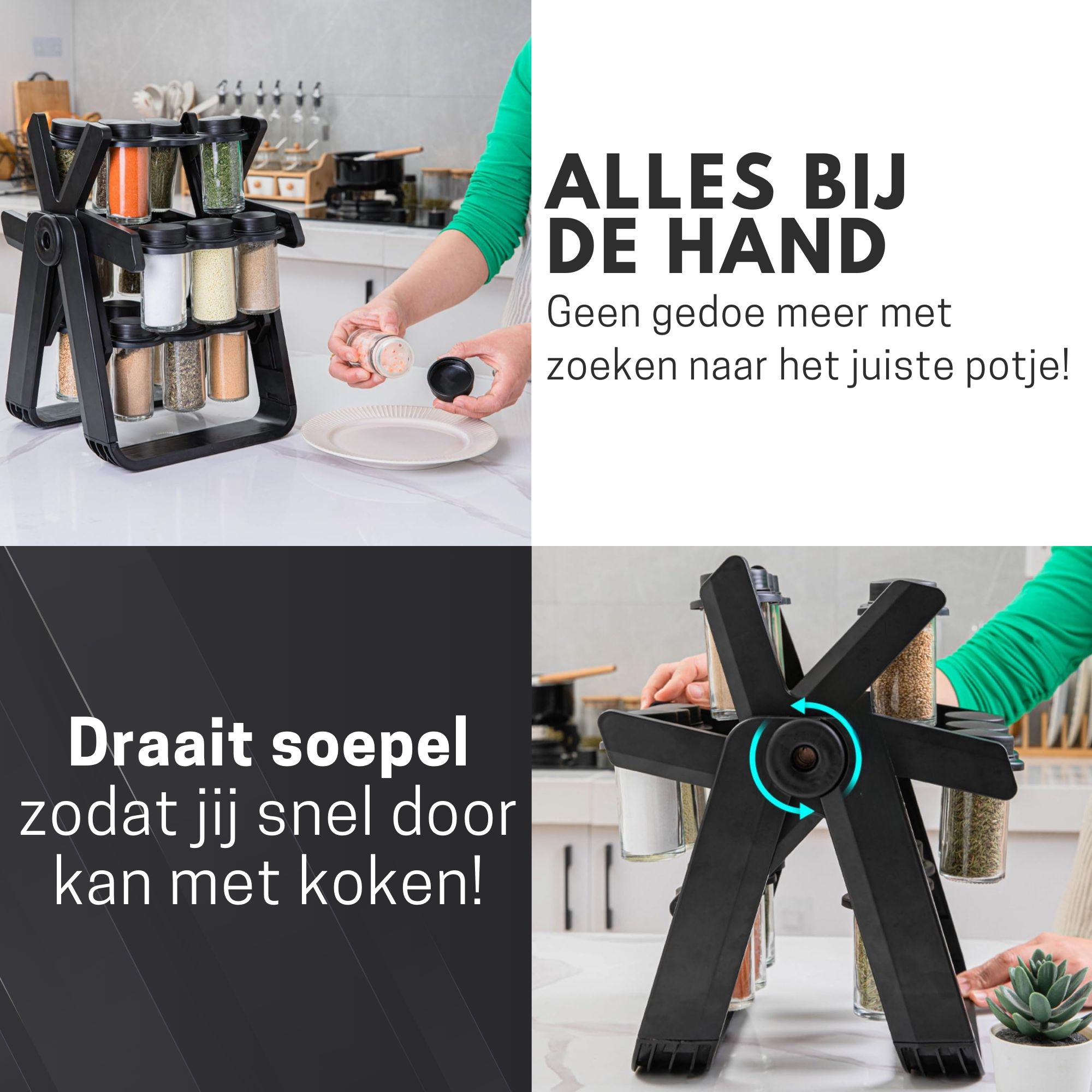 Draaibaar Kruidenrek - met 18 Potjes