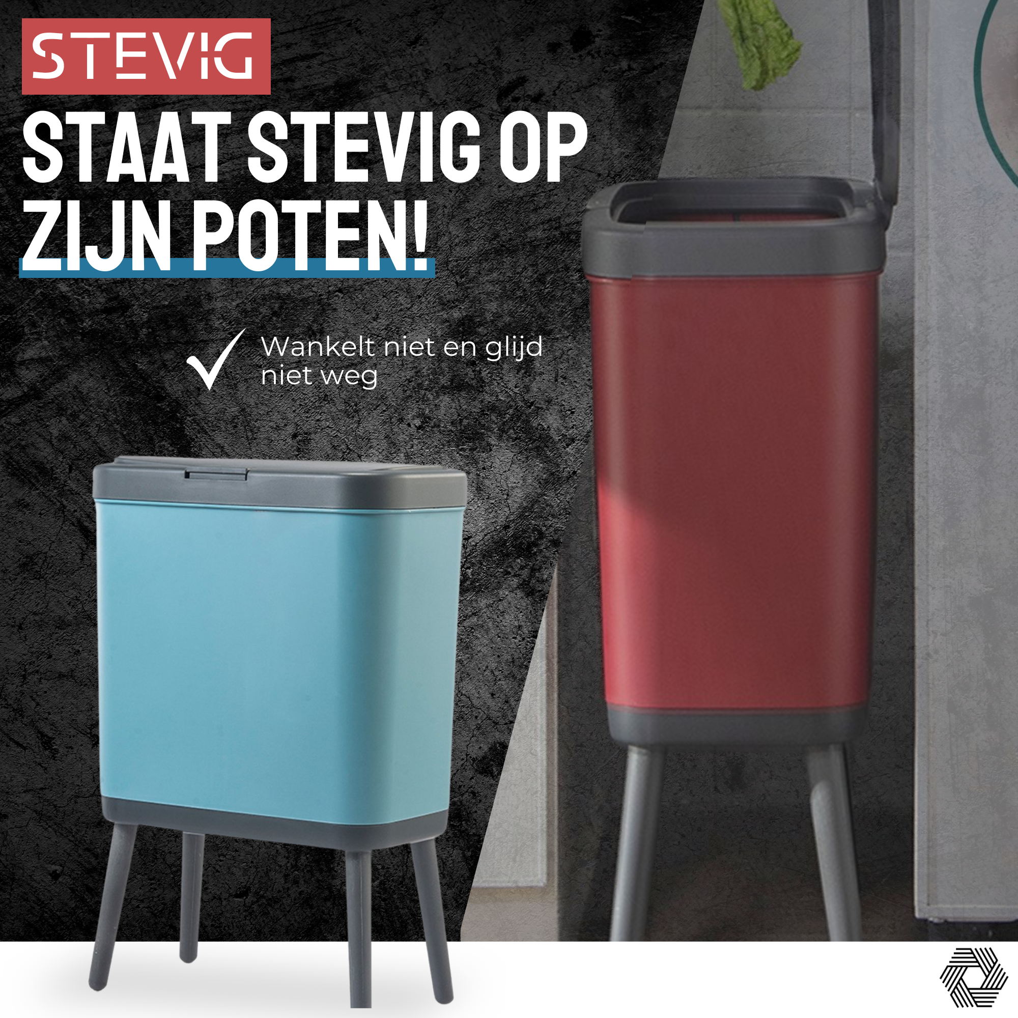 Prullenbak op Pootjes 15L - Geel